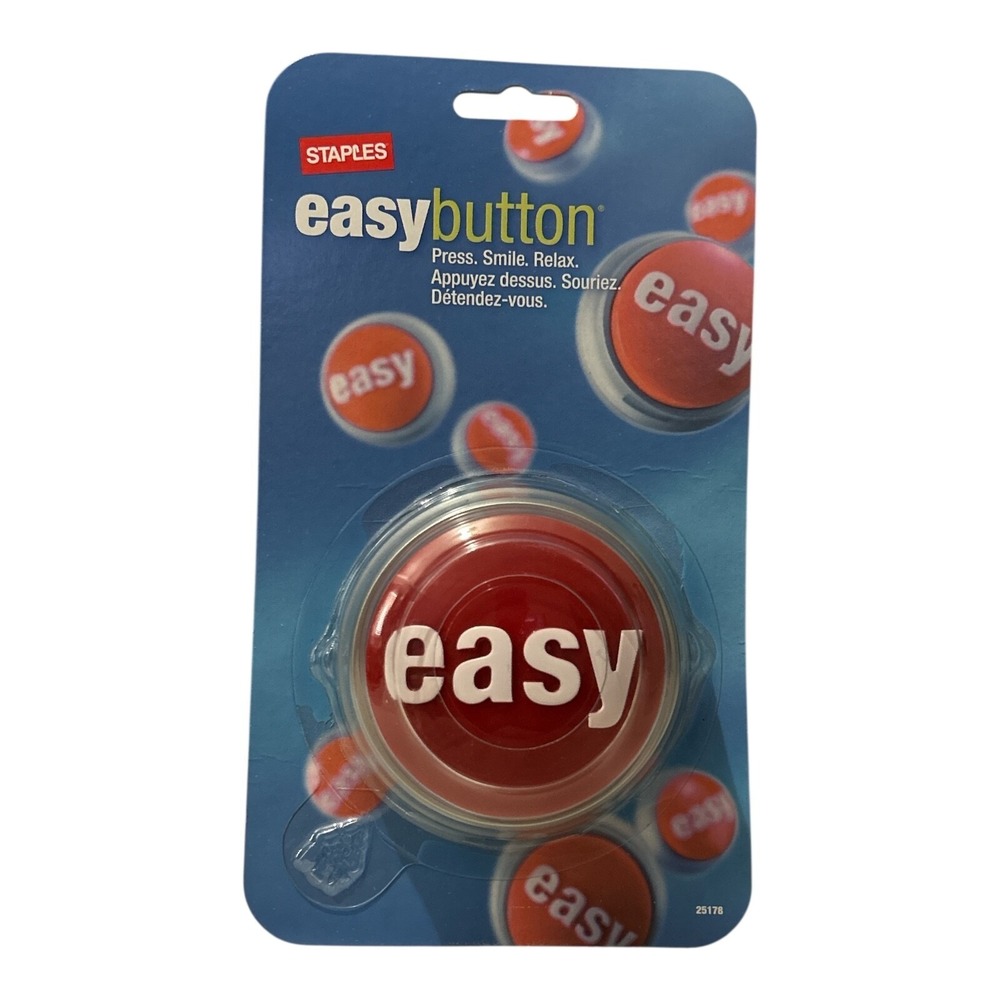 STAPLES EASY‎ BUTTON THAT WAS TALKING OFFICE GIFT COLLECTOR ITEM ENGLISH RED A2